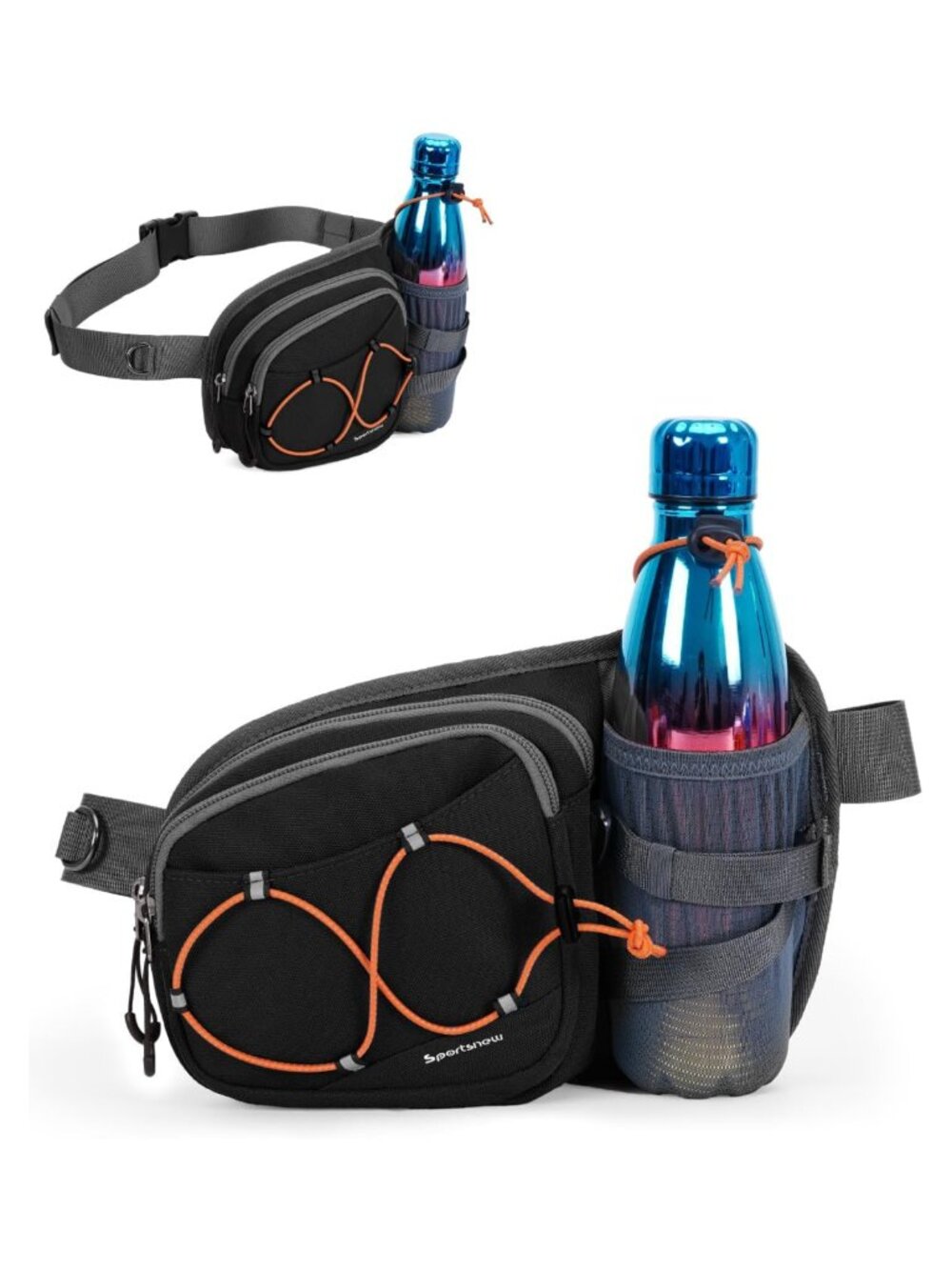 Waist Pack with Water Bottle Holder Hydration Belt 2L Hands-Free Unisex